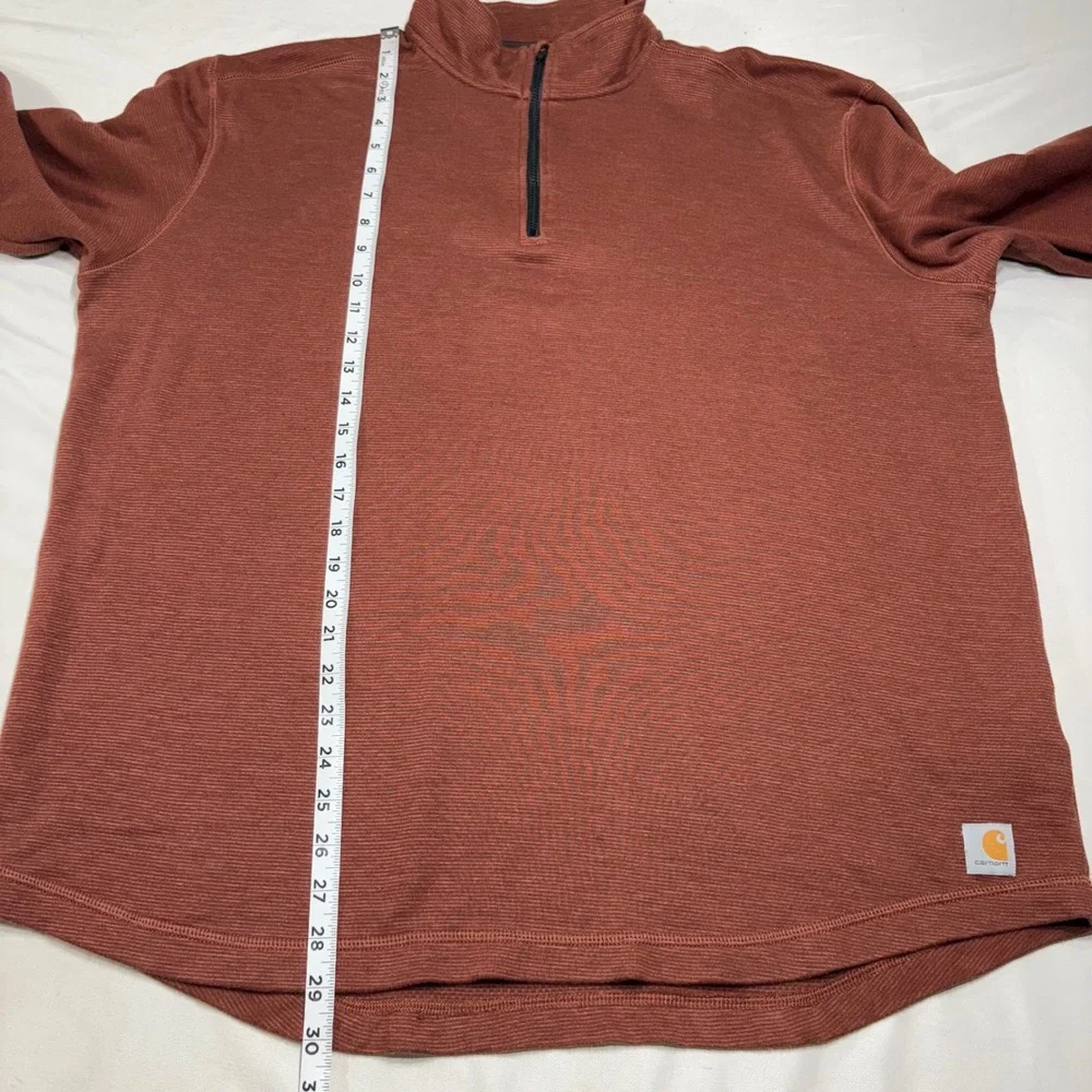 Carhartt 1/4 Zip Pullover Mens XL Rust 102837 Relaxed Fit Waffle Knit Workwear